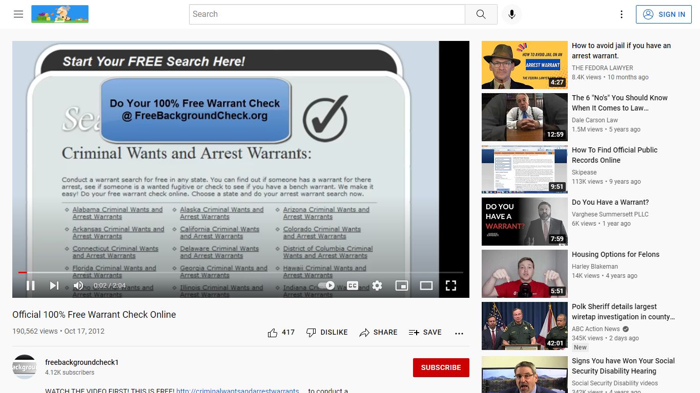 Official 100% Free Warrant Check Online - YouTube